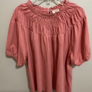 Women’s J. Crew Pink Pintuck SS Top, Large